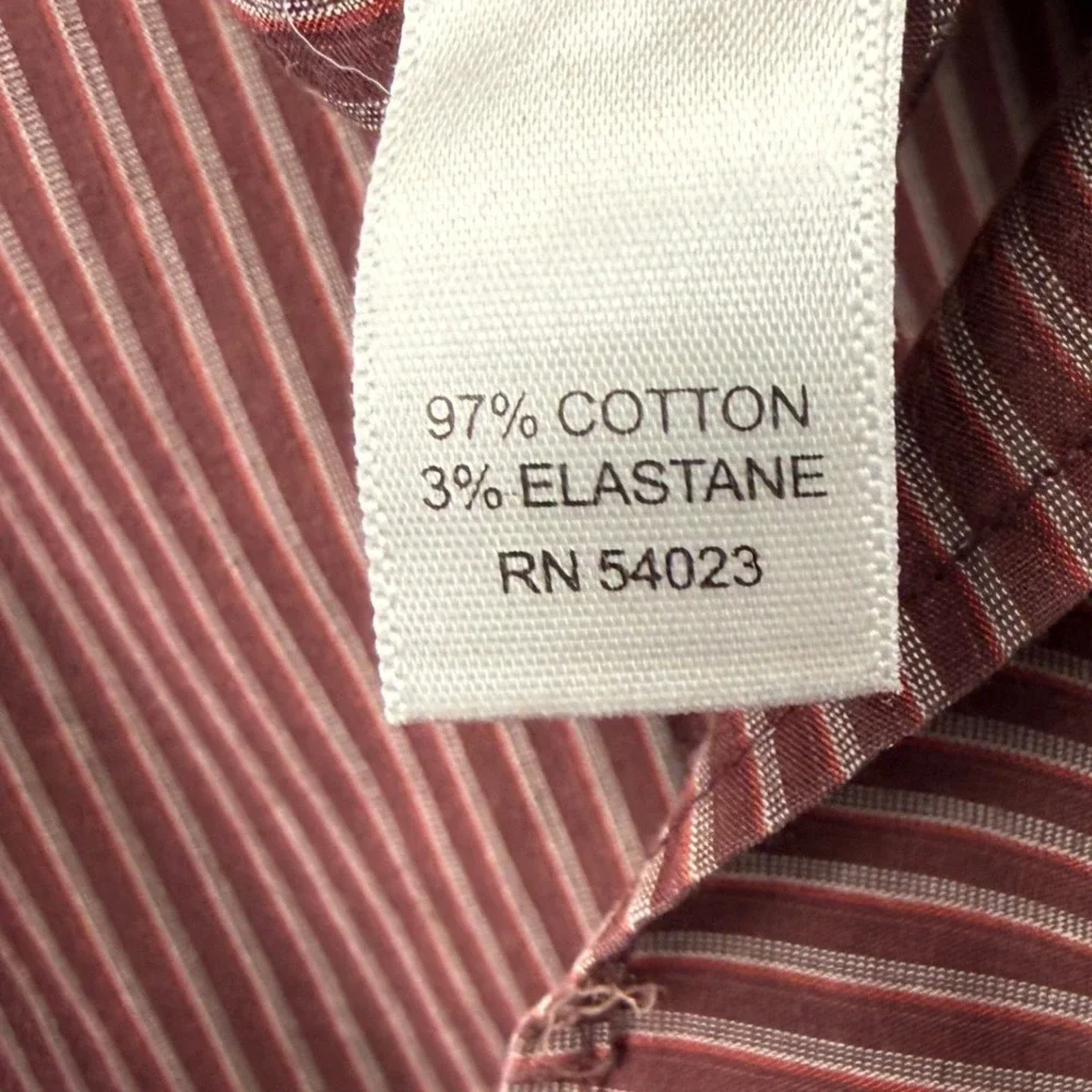 Banana Republic Mens S Burgundy Striped Long Sleeve Button Down Shirt Stretch
